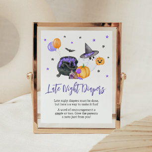 Purple Little Boo Baby Shower Late Night Diapers Poster
