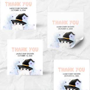 Purple Little Boo Ghost Witch Baby Shower Square Sticker