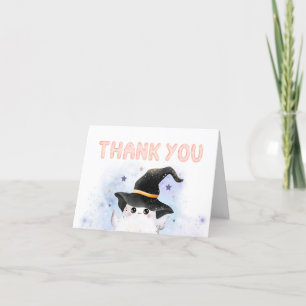 Purple Little Boo Ghost Witch Baby Shower Thank You Card