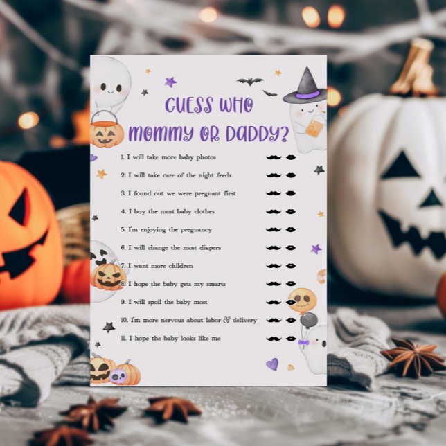 Purple Little Boo Guess who Mommy or Daddy Game (Baby is Brewing Baby Shower Guess who Mommy or Daddy Game)