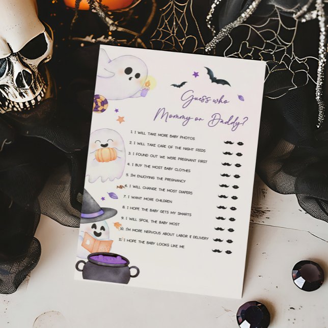 Purple Little Boo Guess who Mommy or Daddy Game (A Little Boo Baby Shower Guess who Mommy or Daddy Game)
