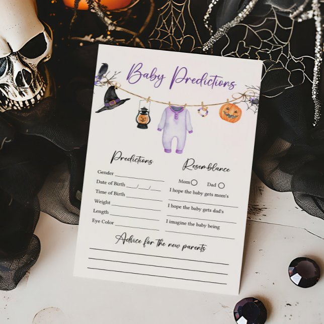 Purple Little Boo Halloween Baby Predictions Game (Halloween Baby Clothes Baby Shower Baby Predictions Game)