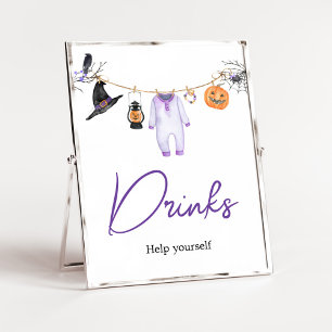 Purple Little Boo Halloween Baby Shower Drinks Poster