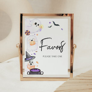 Purple Little Boo Halloween Baby Shower Favors Poster