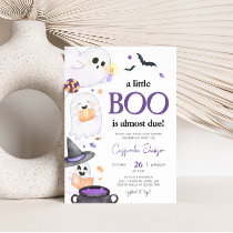 Purple Little Boo Halloween Baby Shower  Invitation