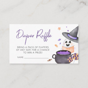 Purple Little Boo Halloween Diaper Raffle Enclosure Card