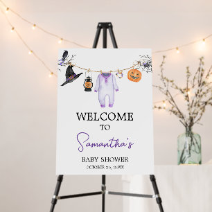 Purple Little Boo Halloween Welcome Sign