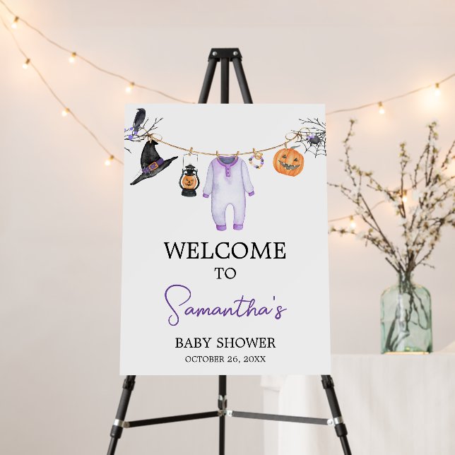 Purple Little Boo Halloween Welcome Sign (In Situ (Stand))