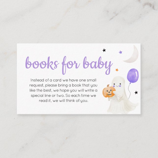Purple Little Boo is Almost Due Book for Baby Enclosure Card (Front)