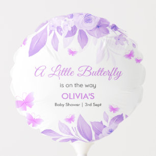 Purple Little Butterfly is on the Way Baby Shower Balloon