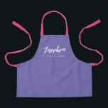 Purple Little Chef Script Name personalized Kids Apron<br><div class="desc">Make your little chef feel extra special with our Purple Little Chef Script Name Personalized Kids Apron. This apron is designed to provide a simple, chic, and elegant look, featuring stylish script typography for personalizing the name. The purple background color adds a touch of vibrancy and fun, perfect for engaging...</div>