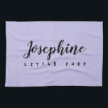Purple Little Chef Script Name Simple personalized Kitchen Towel<br><div class="desc">Make your little one feel like a true culinary artist with our Little Chef Script Name Simple Personalized Kids' kitchen towel. This delightful towel matches our "Little Chef" apron. Purple color. Our design features a simple and chic script font for the personalized name, making it uniquely theirs. Whether they are...</div>