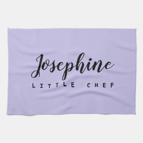 Purple Little Chef Script Name Simple personalized Kitchen Towel