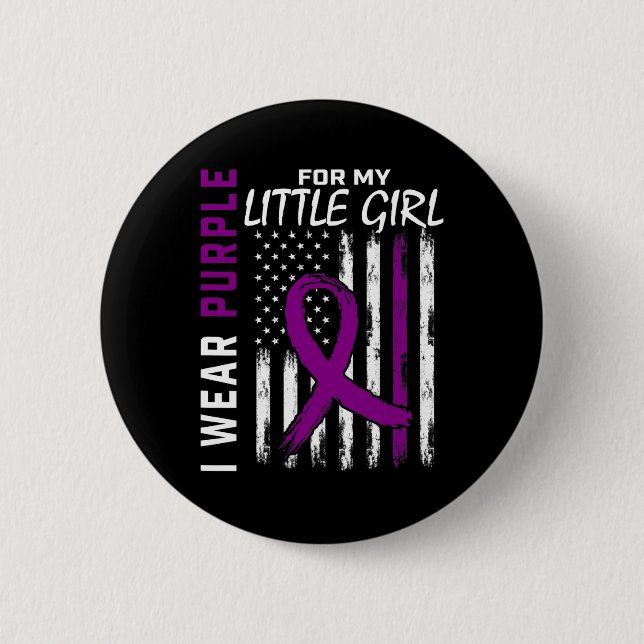 Purple Little Girl Daughter Epilepsy Awareness Ame Button (Front)