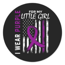 Purple Little Girl Daughter Epilepsy Awareness Ame Classic Round Sticker