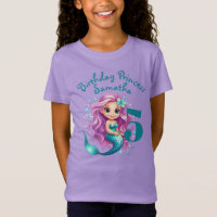 Purple Little Mermaid Watercolor Birthday Girl