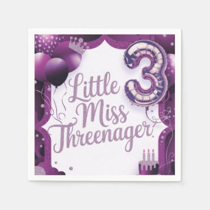 Purple Little Miss Threenager Napkins