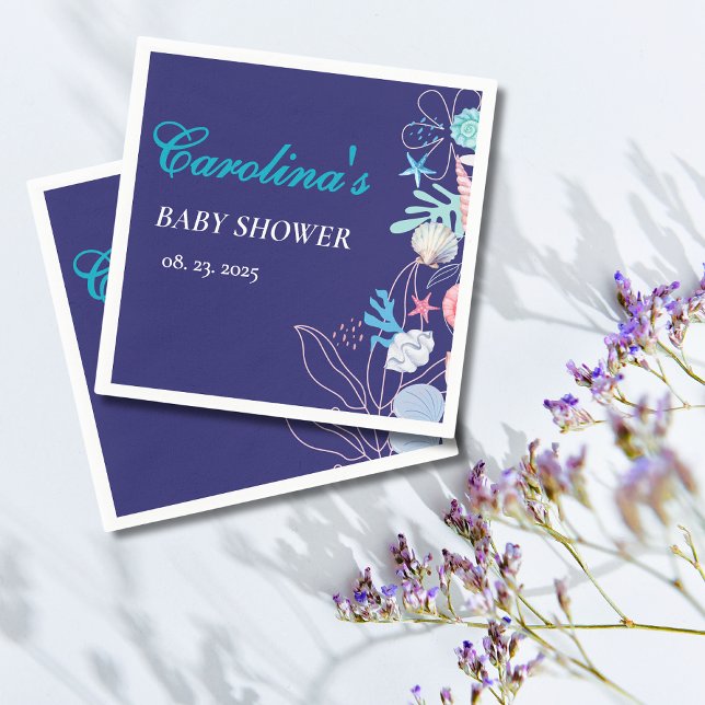 Purple little pearl under the sea baby shower napkins (Creator Uploaded)