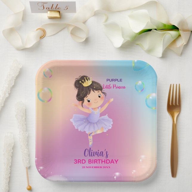 Purple Little Princess Ball Paper Plate (Wedding)