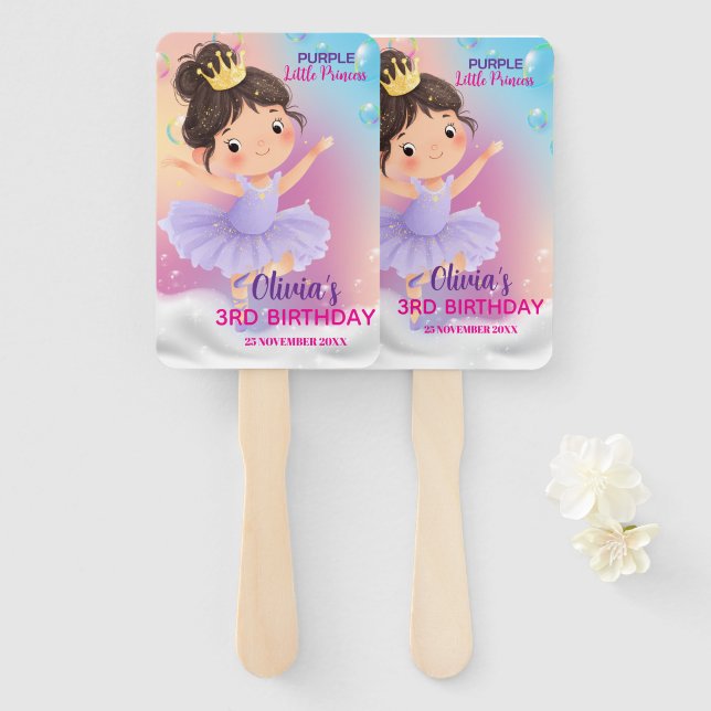 Purple Little Princess Ball Set of Fans (Front and Back)