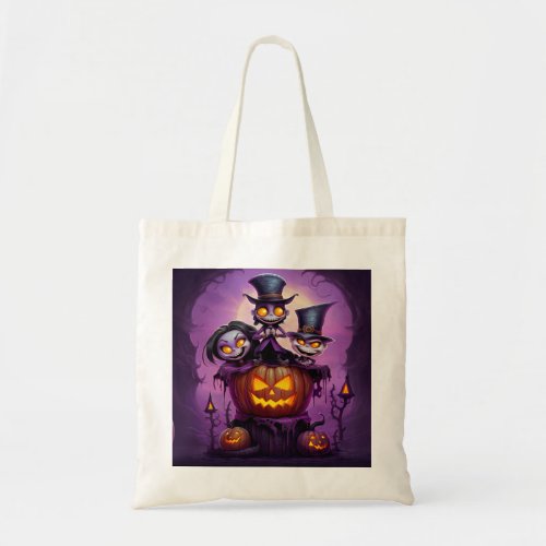 Purple little wizard pagan monsters cute Halloween Tote Bag