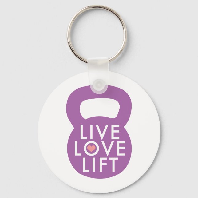 Purple "Live Love Lift" Keychain (Front)