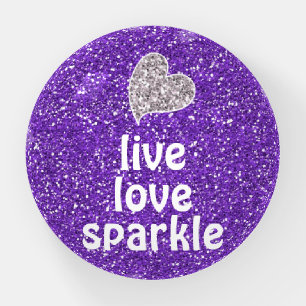 Purple Live Love Sparkle Quote Paperweight