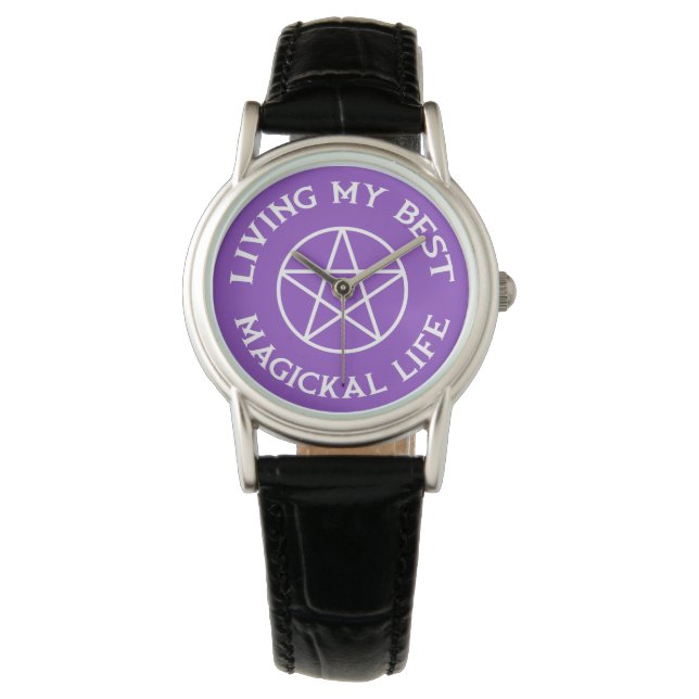 Purple Living My Best Magickal Life Cheeky Witch® Watch (Front)