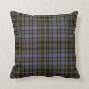 Purple Loden Green Black Tartan Plaid Throw Pillow