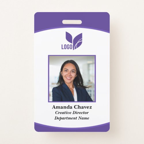 Purple Logo Business Employee Photo ID Badge