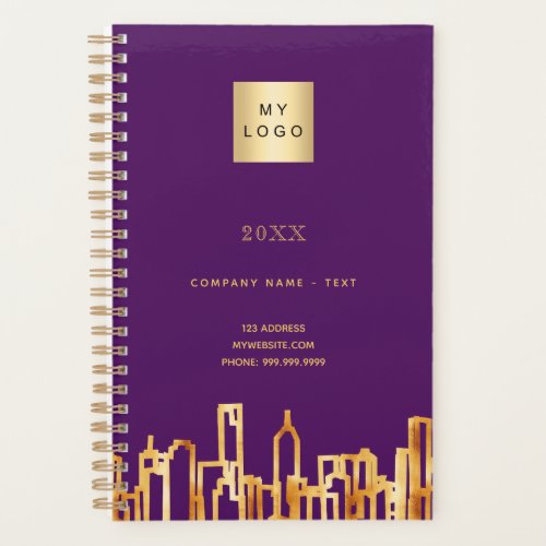 Purple logo gold city skyline business 2024 planner