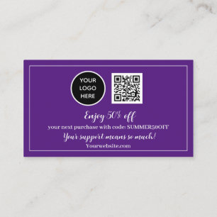 Purple Logo Thank you Business Reward Punch Loyalty Card