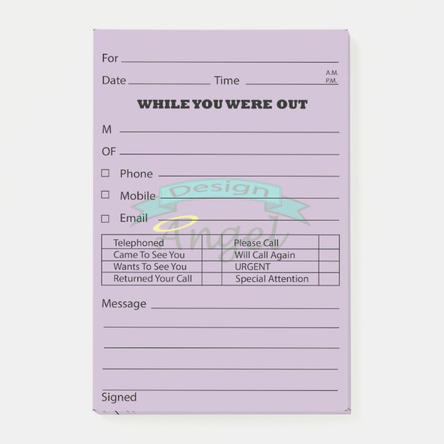 Purple Logo Watermark Phone Message Post It's Post-it Notes (Front)