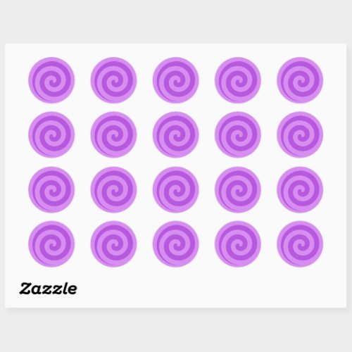 Purple Lollipop Swirl Circle Stickers