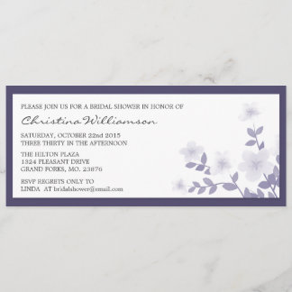 Purple Long Floral Bridal Shower Invitations