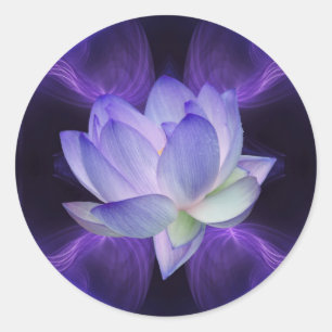 Purple Lotus and sacred geometry Classic Round Sticker