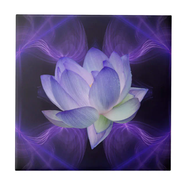 Purple Lotus and sacred geometry Tile | Zazzle