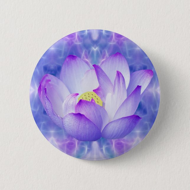 Purple lotus flower and fractal crystals button (Front)