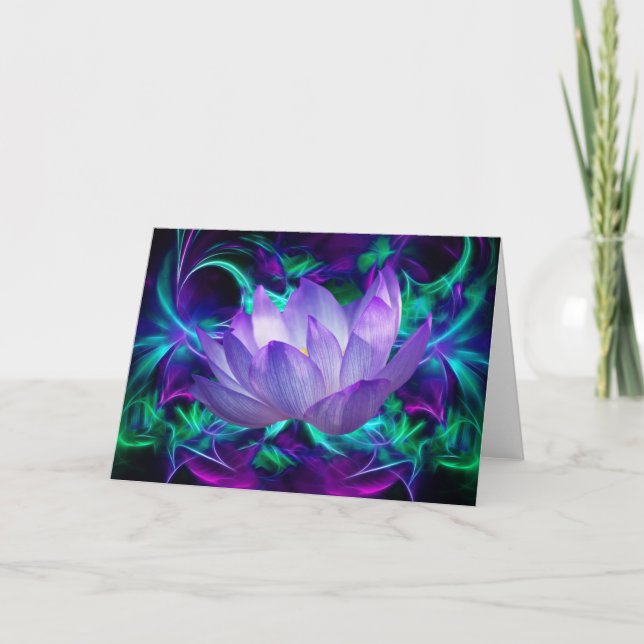 Purple lotus flower and its meaning card (Front)