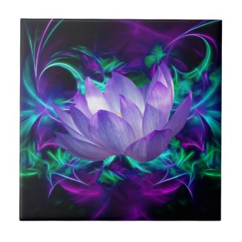 Purple Lotus Flower And Its Meaning Ceramic Tile by laureenr at Zazzle