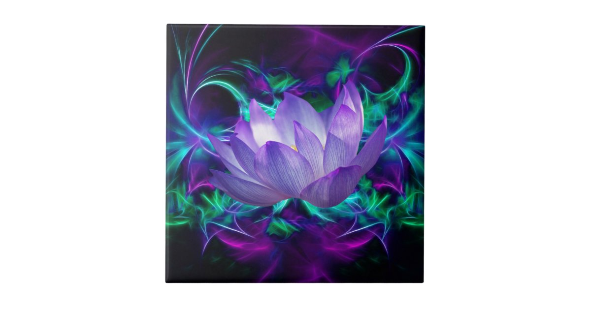Purple lotus flower and its meaning ceramic tile | Zazzle