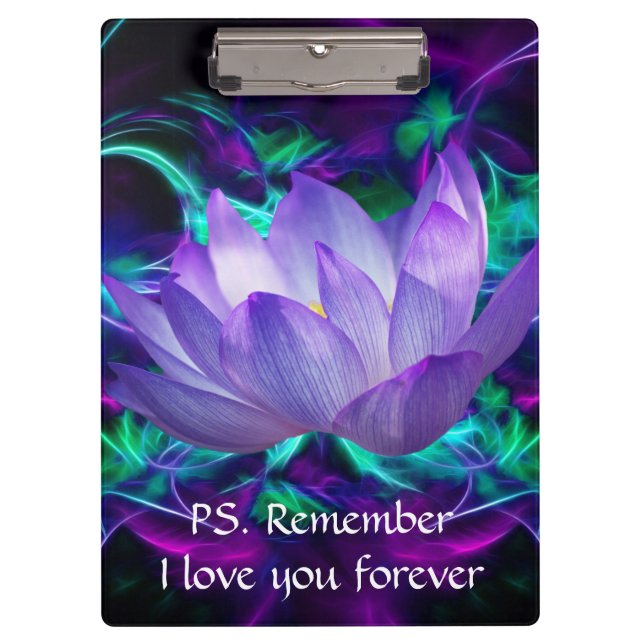 Purple lotus flower and its meaning clipboard (Front)