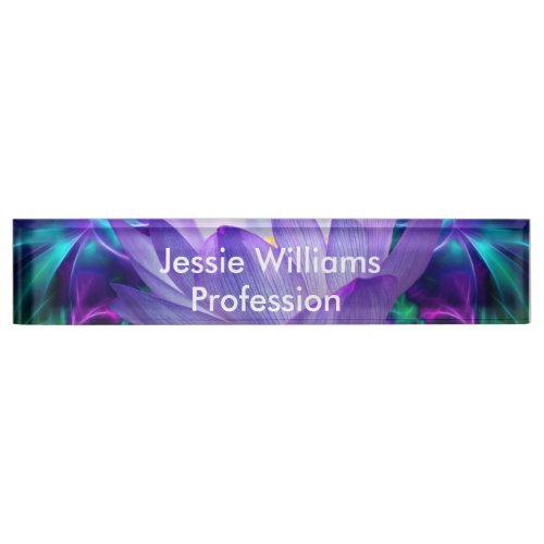 Purple lotus flower and its meaning desk name plate