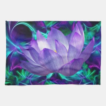 Purple Lotus Flower And Its Meaning Kitchen Towel by laureenr at Zazzle