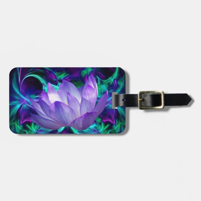 Purple lotus flower and its meaning luggage tag (Front Horizontal)