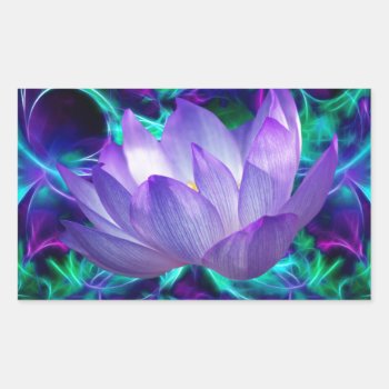 Purple Lotus Flower And Its Meaning Rectangular Sticker by laureenr at Zazzle