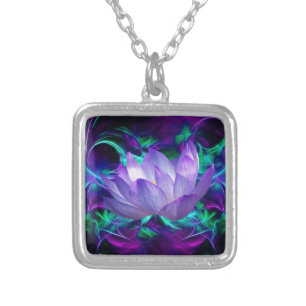 Purple lotus flower and its meaning silver plated necklace