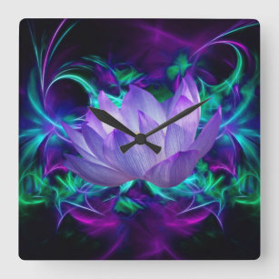 Purple lotus flower and its meaning square wall clock