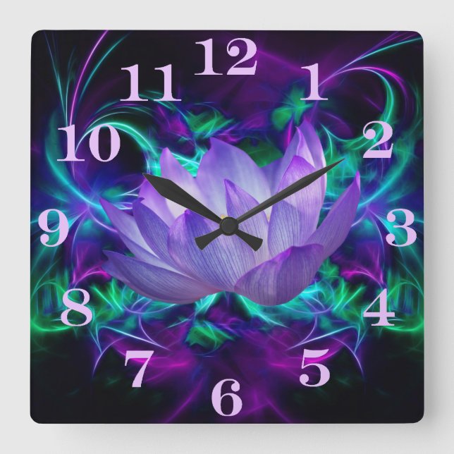 Purple lotus flower and its meaning square wall clock (Front)