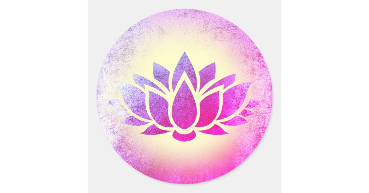 purple lotus flower art classic round sticker | Zazzle